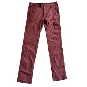 prAna Men's Stretch Zion Convertible Pants 31 X32 Red Burgundy Outdoor Hiking